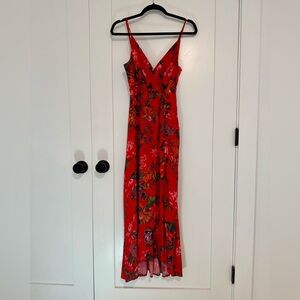ASTR Floral Red Midi Dress